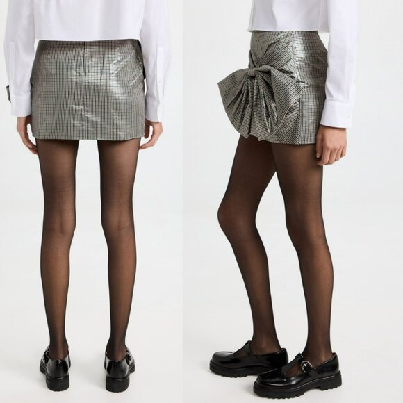 pushbutton Check Plaid Holiday Bow Mini Skirt - Picture 2 of 11